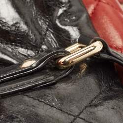 Pre Owned Chanel Black/Red Quilted Glazed Leather Large Portobello Tote