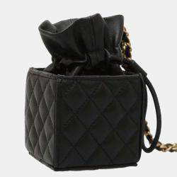 Chanel Black Lambskin Leather CC Bucket Chain Shoulder Bag