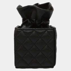 Chanel Black Lambskin Leather CC Bucket Chain Shoulder Bag