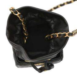 Chanel Black Lambskin Leather CC Bucket Chain Shoulder Bag