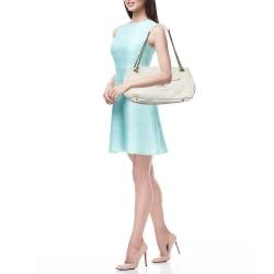 Pre Owned Chanel White Perforated Leather Accordion Flap Bag