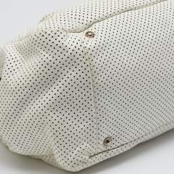Pre Owned Chanel White Perforated Leather Accordion Flap Bag