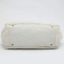 Pre Owned Chanel White Perforated Leather Accordion Flap Bag