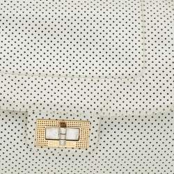 Pre Owned Chanel White Perforated Leather Accordion Flap Bag