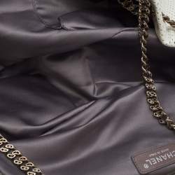 Pre Owned Chanel White Perforated Leather Accordion Flap Bag