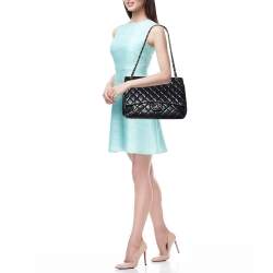 Pre Owned Chanel Black Quilted Leather Maxi Classic Double Flap Bag