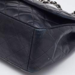 Pre Owned Chanel Black Quilted Leather Maxi Classic Double Flap Bag
