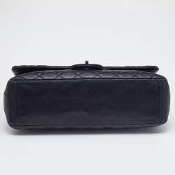 Pre Owned Chanel Black Quilted Leather Maxi Classic Double Flap Bag
