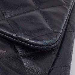 Pre Owned Chanel Black Quilted Leather Maxi Classic Double Flap Bag