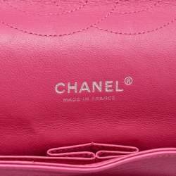 Pre Owned Chanel Pink Quilted Patent Leather Maxi Classic Double Flap Bag