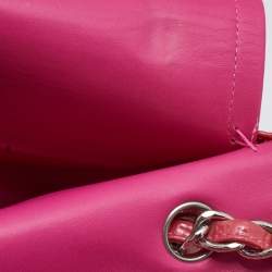 Pre Owned Chanel Pink Quilted Patent Leather Maxi Classic Double Flap Bag