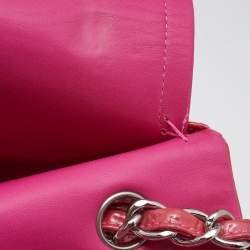 Pre Owned Chanel Pink Quilted Patent Leather Maxi Classic Double Flap Bag