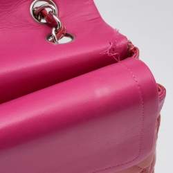 Pre Owned Chanel Pink Quilted Patent Leather Maxi Classic Double Flap Bag