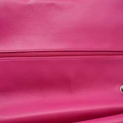 Pre Owned Chanel Pink Quilted Patent Leather Maxi Classic Double Flap Bag