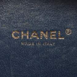 Pre Owned Chanel Navy Blue Quilted Caviar Leather Small CC Filigree Vanity Case Bag