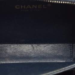 Pre Owned Chanel Navy Blue Quilted Caviar Leather Small CC Filigree Vanity Case Bag