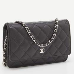 Chanel Black Quilted Leather Classic Wallet on Chain