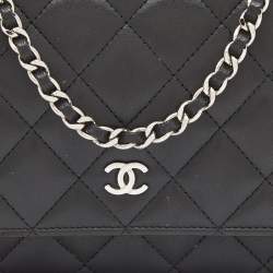 Chanel Black Quilted Leather Classic Wallet on Chain