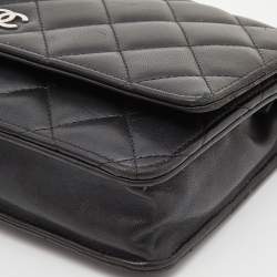 Chanel Black Quilted Leather Classic Wallet on Chain