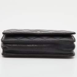 Chanel Black Quilted Leather Classic Wallet on Chain