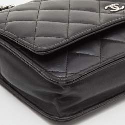 Chanel Black Quilted Leather Classic Wallet on Chain