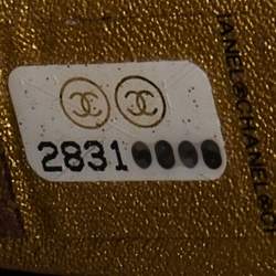 Pre Owned Chanel Gold Croc Embossed Leather Drawstring Backpack