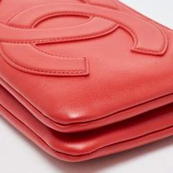 Pre Owned Chanel Red Leather CC Mania Double Zip Waist Belt Bag