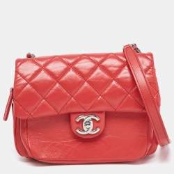 Pre Owned Chanel Pink Coral Quilted Leather Express Zip Around Flap Bag