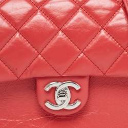 Pre Owned Chanel Pink Coral Quilted Leather Express Zip Around Flap Bag