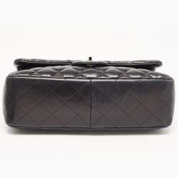 Chanel Black Quilted Lambskin Leather Jumbo Classic Double Flap Bag