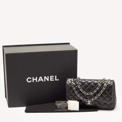 Chanel Black Quilted Lambskin Leather Jumbo Classic Double Flap Bag