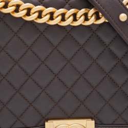 Chanel Brown Quilted Leather New Medium Boy Flap Bag