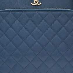 Chanel Blue Quilted Caviar Leather Large Business Affinity Shopper Tote