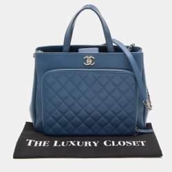 Chanel Blue Quilted Caviar Leather Large Business Affinity Shopper Tote