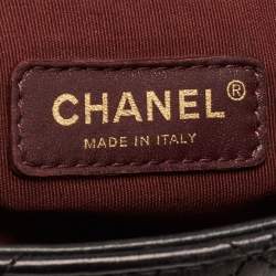 Pre Owned Chanel Black Quilted Leather Gold Bar Top Handle Bag