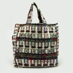 Pre Owned Chanel Multicolor Printed Cotton Large Terry Shopper Tote