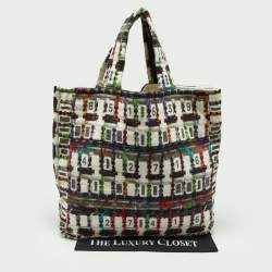Pre Owned Chanel Multicolor Printed Cotton Large Terry Shopper Tote