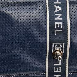 Chanel Navy Blue Perforated Leather Sport Ligne Classic Flap Bag