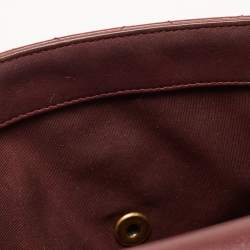 Pre Owned Chanel Burgundy Quilted Leather Gold Bar Top Handle Bag