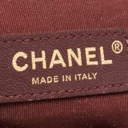 Pre Owned Chanel Burgundy Quilted Leather Gold Bar Top Handle Bag