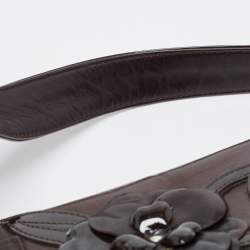 Pre Owned Chanel Dark Brown Choco Quilted Leather Camellia No. 5 Shoulder Bag