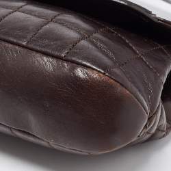 Pre Owned Chanel Dark Brown Choco Quilted Leather Camellia No. 5 Shoulder Bag