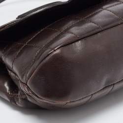 Pre Owned Chanel Dark Brown Choco Quilted Leather Camellia No. 5 Shoulder Bag