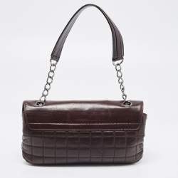 Pre Owned Chanel Dark Brown Choco Quilted Leather Camellia No. 5 Shoulder Bag