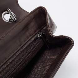 Pre Owned Chanel Dark Brown Choco Quilted Leather Camellia No. 5 Shoulder Bag