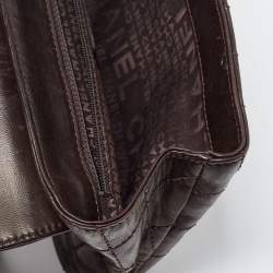 Pre Owned Chanel Dark Brown Choco Quilted Leather Camellia No. 5 Shoulder Bag