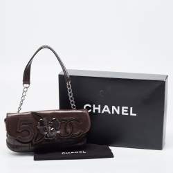 Pre Owned Chanel Dark Brown Choco Quilted Leather Camellia No. 5 Shoulder Bag
