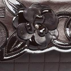 Pre Owned Chanel Dark Brown Choco Quilted Leather Camellia No. 5 Shoulder Bag
