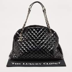 Chanel Black Quilted Patent Leather Large Just Mademoiselle Bowler Bag