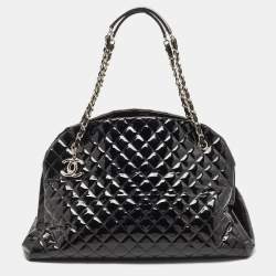 Chanel Black Quilted Patent Leather Large Just Mademoiselle Bowler Bag